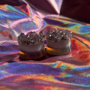 Oracle Rough Faced Amethyst Plugs in 19mm